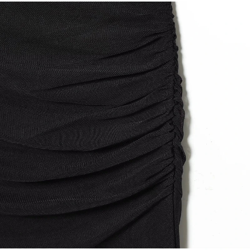 Layered Patchwork Cinched Waist Solid Color Short Sleeve Bodycon Formal Party Dress