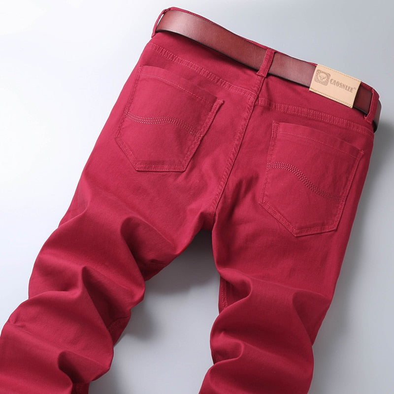 Men's Colored Solid Straight Denim Stretch Jeans