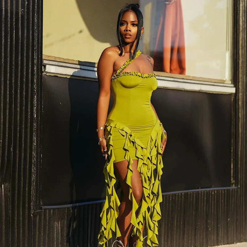 Sleeveless Strapless Halter Strap Streetwear Fringe Hanging Tassel Design  Dress