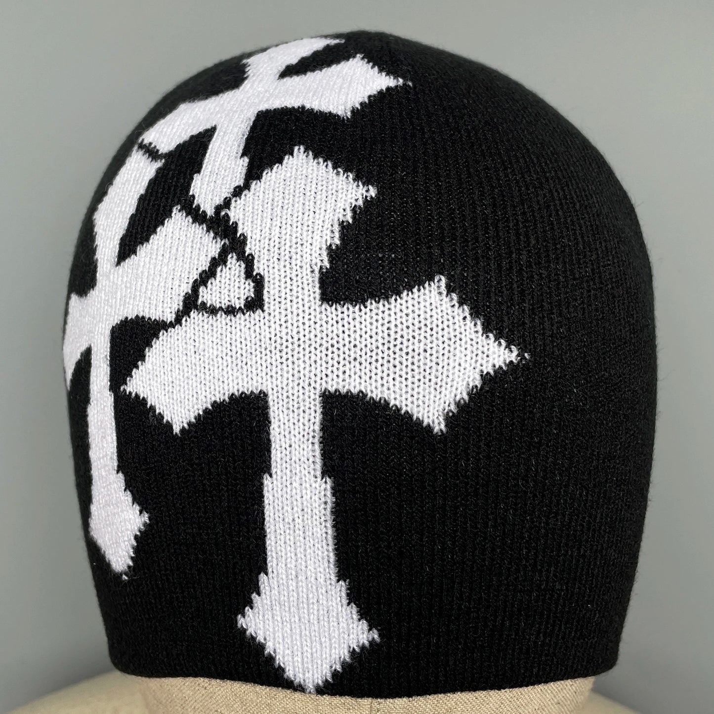 Cross Print Hip-Hop Knitted Beanie Hat