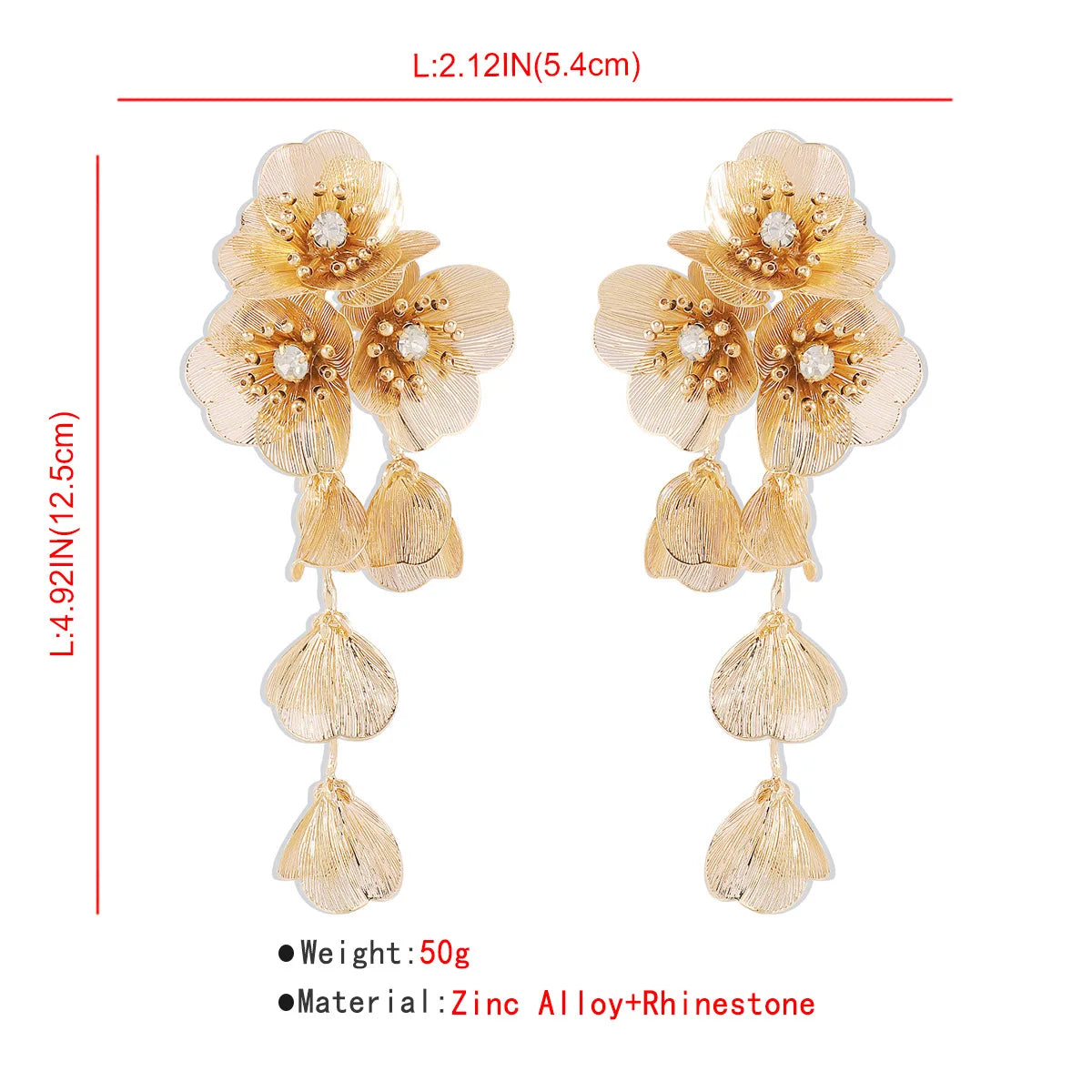 Luxury Long Metal Flower Tassel Earrings/Necklace