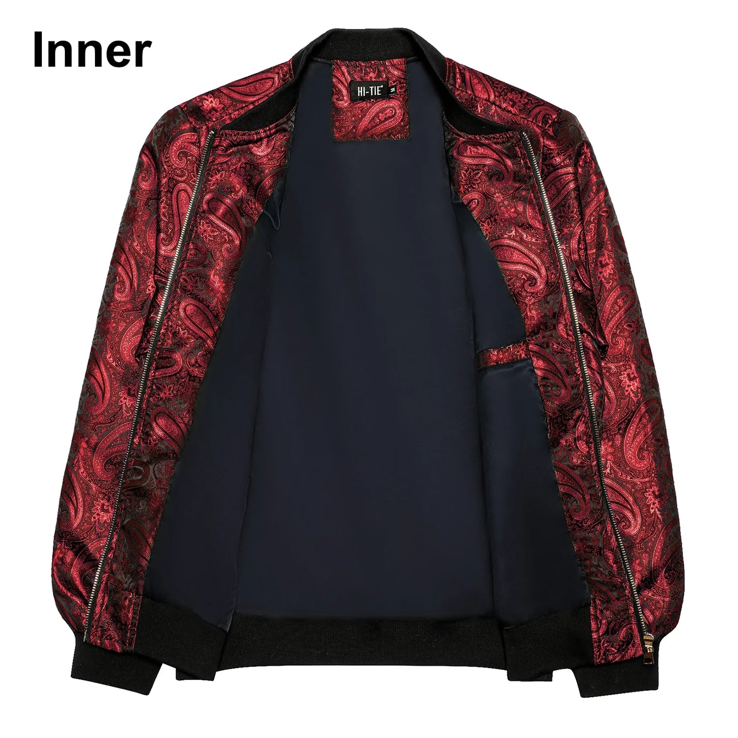 Men's Jacquard Paisley Lightweight Streetwear Zipper Bomber Jacket