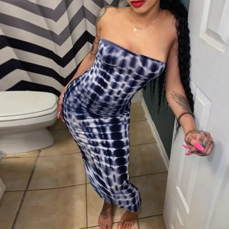 Sleeveless Tube Top Design/Long Sleeve Striped Colorblock Printed Bandage Skinny Maxi Dress