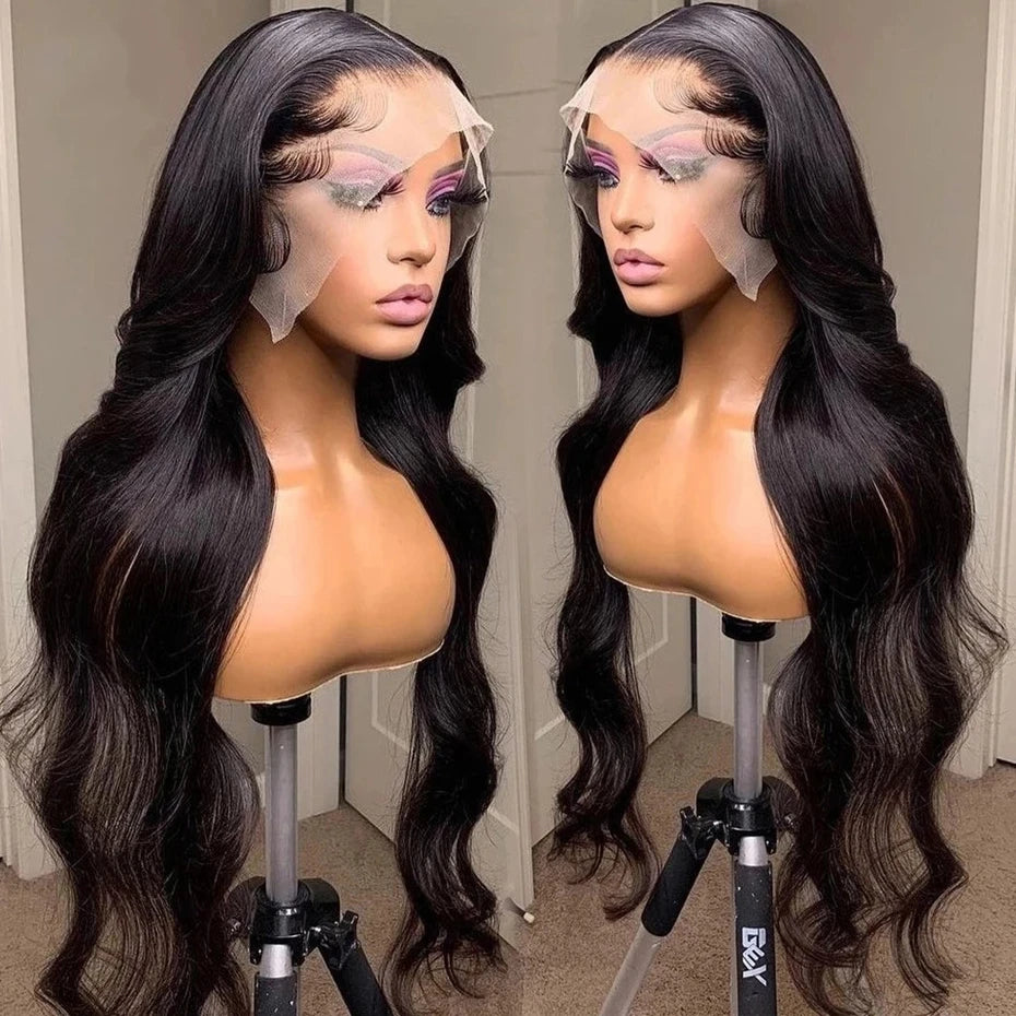 360/13×6/13×4 Full Lace Frontal Human Hair Pre-Plucked Wigs Brazilian Transparent Body Wave Wigs