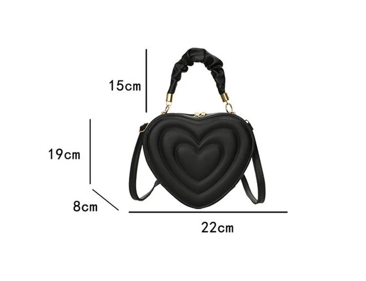 Heart Shape Small Designer Crossbody Solid PU Leather Top Handle Purse