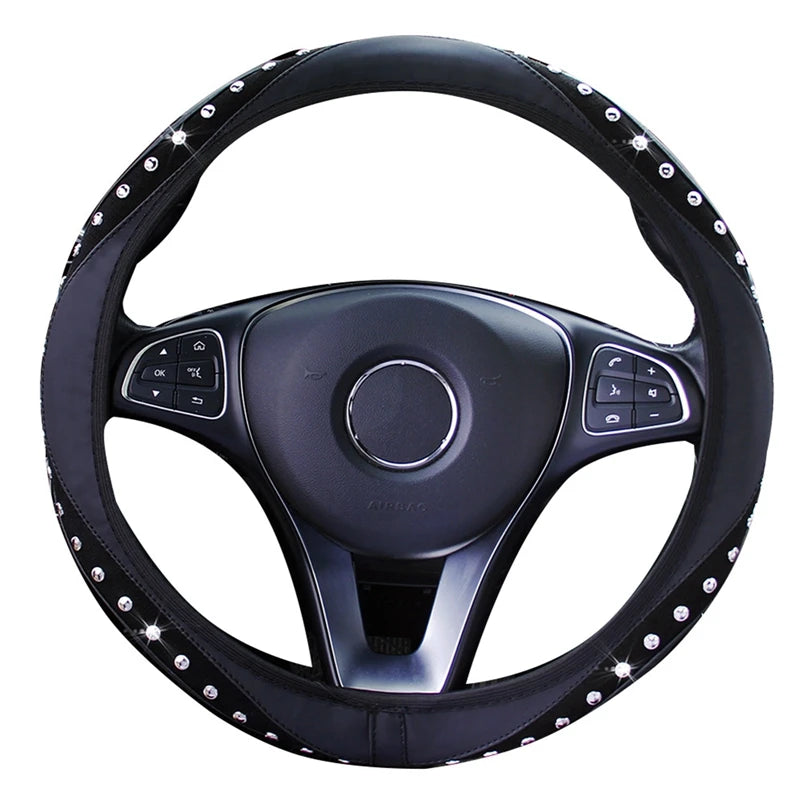 Rhinestones Crystal Diamond Car Steering Wheel Cover