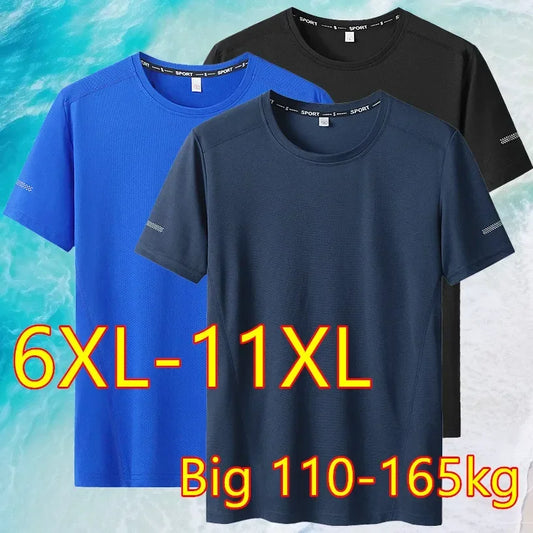 Men's Oversized O-Neck Quick Dry Short Sleeve Solid Color T-Shirt to 9X Big & Tall