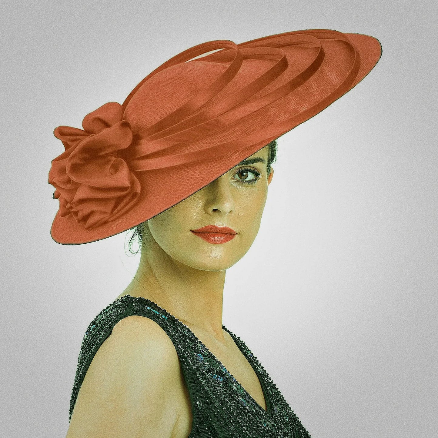 Oversized Slanted Big Floral Bow Detail Church/Kentucky Derby Fedora Hat