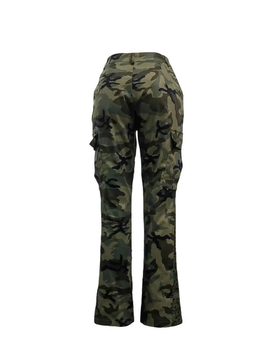 Camoflauge/Tie-Dye Ladies Side Pocket Streetwear Cargo Pants to 5X Plus