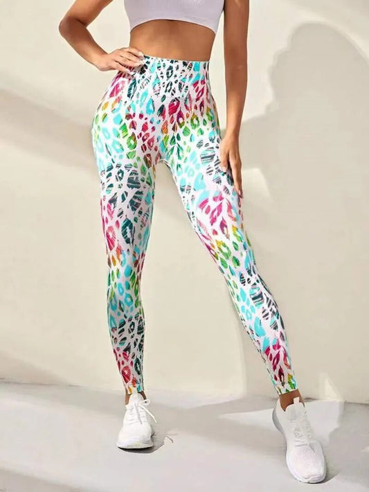 Leopard/Tie-Dye/Floral 3D Printed Spandex Seamless High Waist Fitness Push Up Leggings