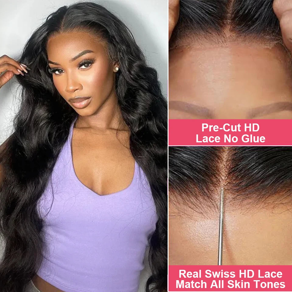 13×6/6×4 HD Lace Frontal Glueless 100% Human Hair Ready-to-Wear Pre-Plucked Brazilian Body Wave Pre-Cut 180%/200% Density Wigs