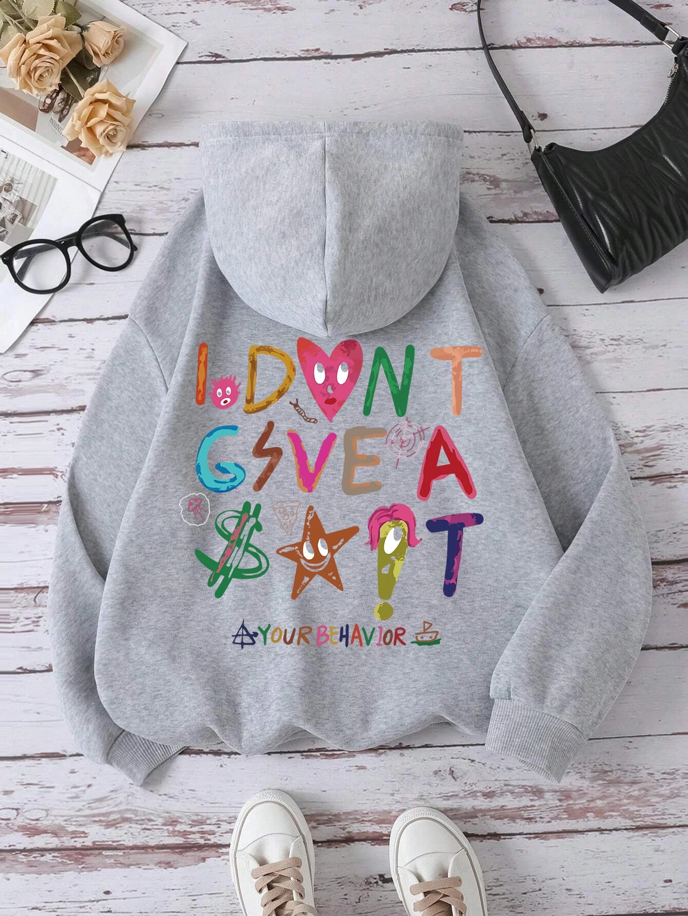 "I DON'T GIVE A SH@$T" Womens Fleece Hoodie Sweatshirt