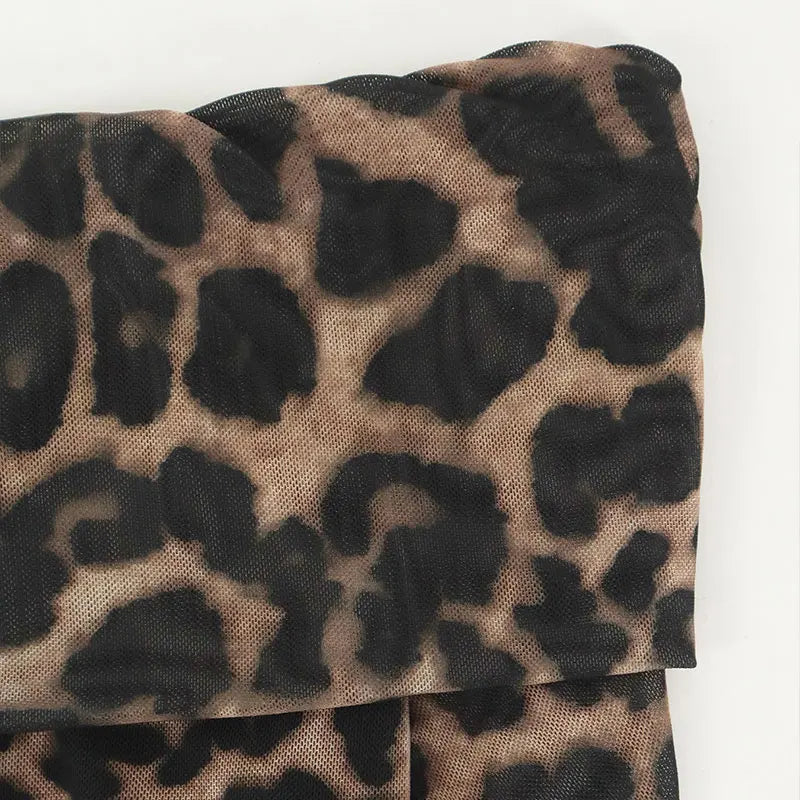 Leopard Print Off-the-Shoulder Streetwear Long Sleeve O-Neck Women's Shirt