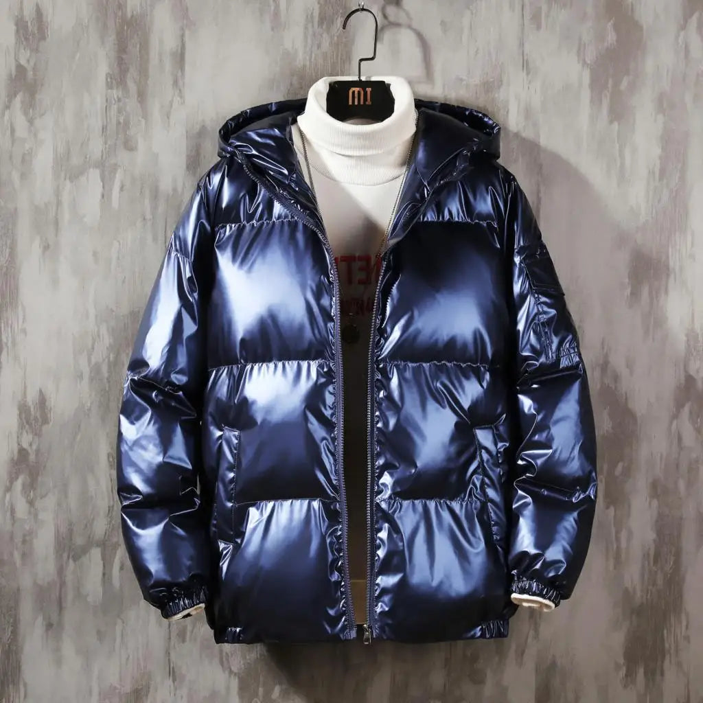 Metallic Oversized Women's Hooded Puffer Jacket to 5X