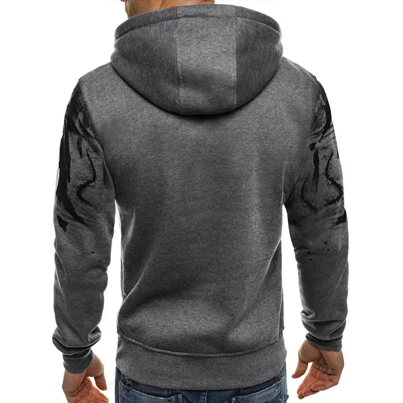 Men's Gradient Colorblock Print Drawstring Pullover Hoodie Sweatshirt
