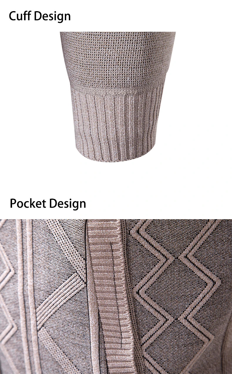 Men's Stand Collar Knitted Cardigan Zipper Sweater Jacket