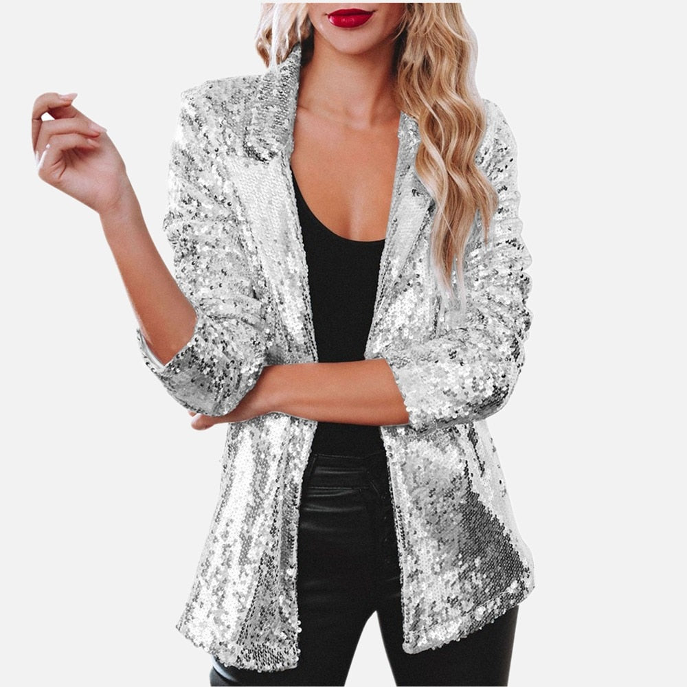 Metallic Sequined Shiny Ladies Blazer