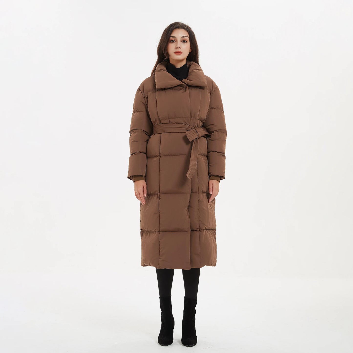 Quilted Solid Covered Button Women's Tie Belt Trenchcoat