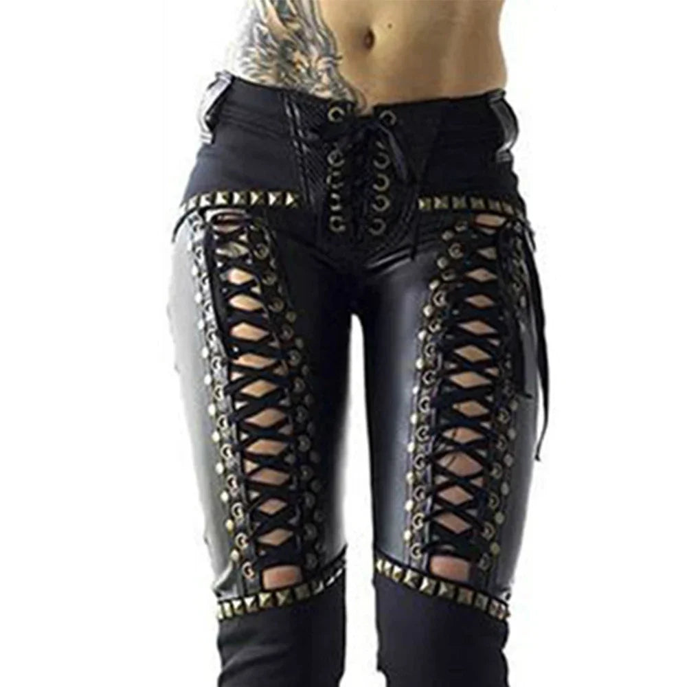 Faux Leather Women's Punk Rock Pencil Pants