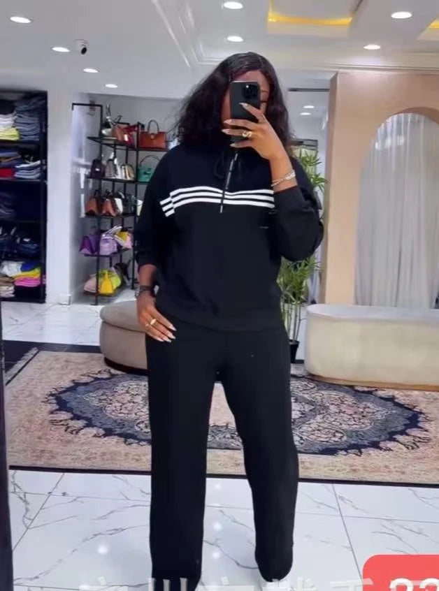 Colorblock/Big Heart Print Women's Top + Wide Leg Pants 2-Piece Set