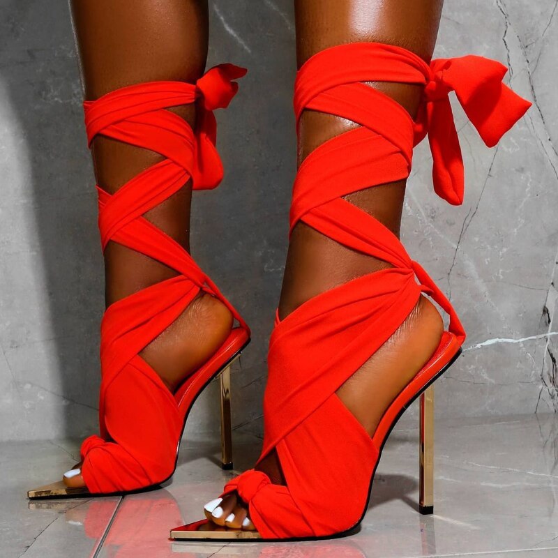 Lace Up Crisscross Stiletto Sandals