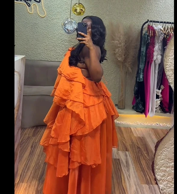 Oversized Tiered Sleeveless Floral Ruffled Design Loose Smock Strap Formal Maxi Dress