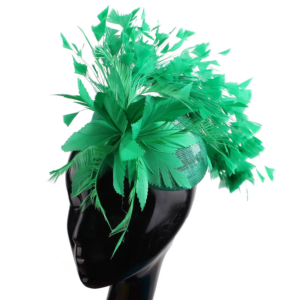 Floral Feather Detail Church/Wedding/Kentucky Derby Women's Fascinator Fedora Hat