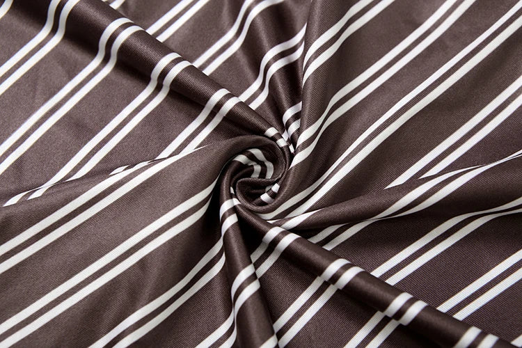 Striped Print Button-Up Long Sleeve Crop Blouse + Matching Mini Skirt Women's 2-Piece Set