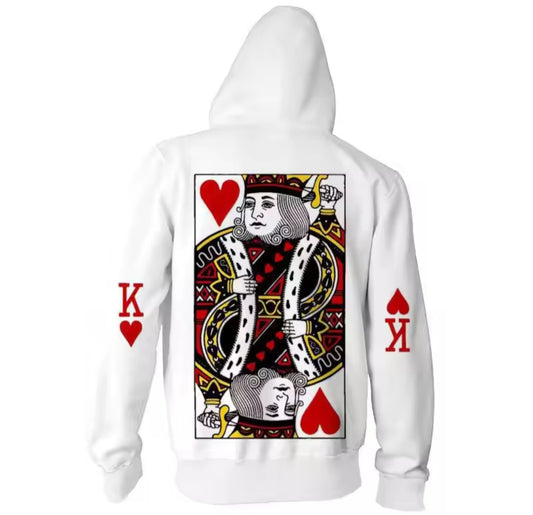 "King of Hearts" Playing Card Print Men's 3D Graphic Hip-Hop Hoodie Sweatshirt