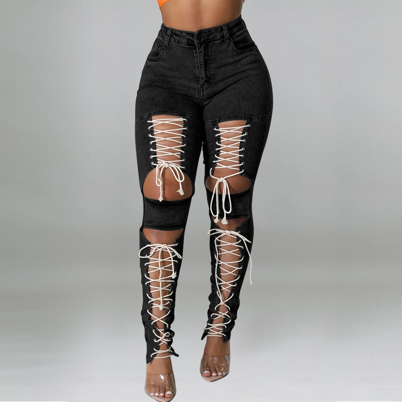 Ripped Women's Hollow Out Jeans