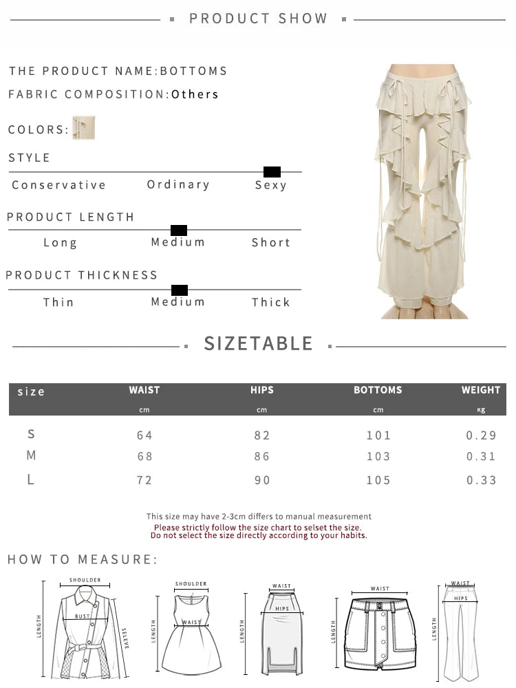 Irregular Western Sheer Transparent Ruffled Tierred Tassel Fringe Women's Patchwork Flared Pants