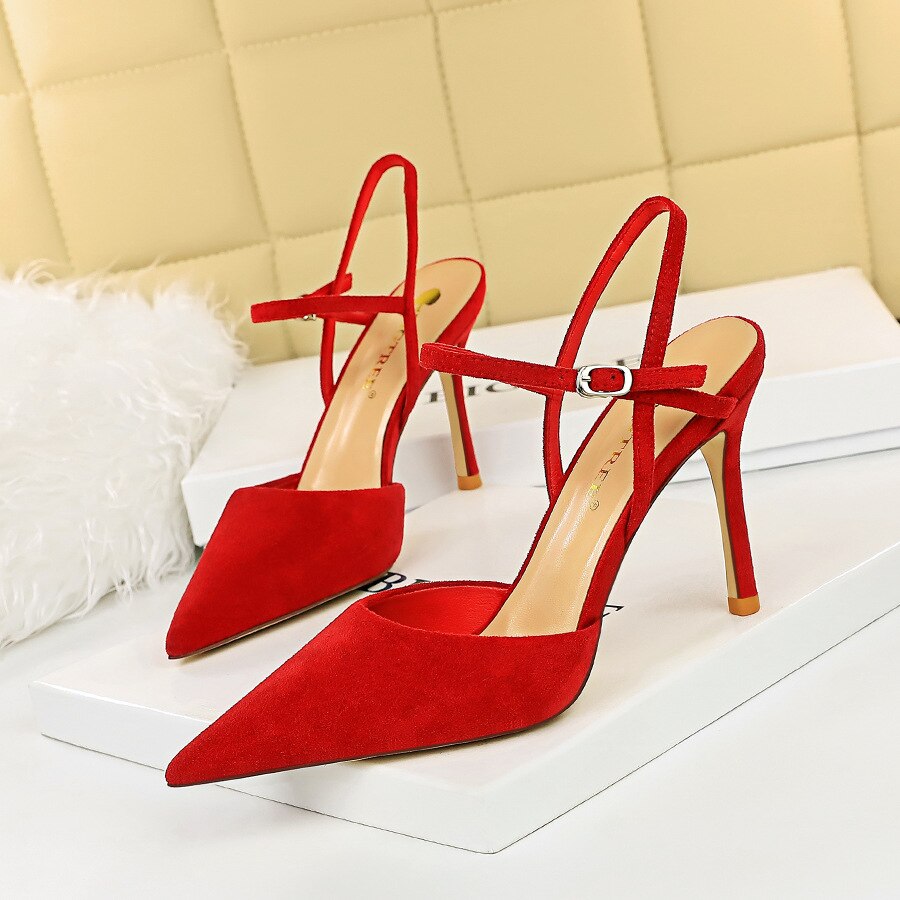 Sequined Cloth Pointed Shallow Thin Temperament Pumps