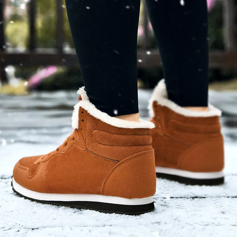 Plush Men's Waterproof Mock Suede Slip Resistant Ankle Snowboots