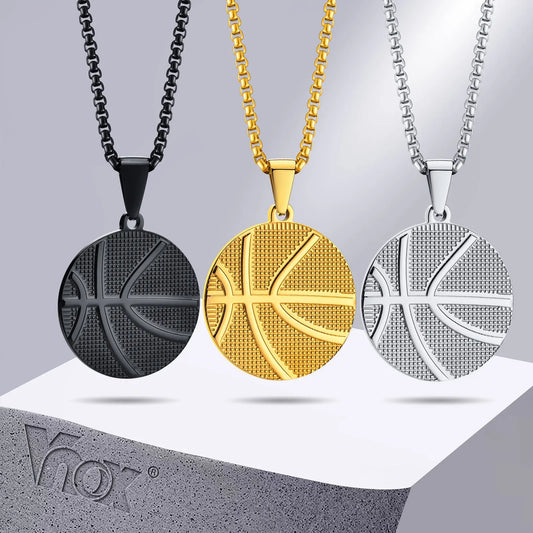 Basketball Pendant Necklace Stainless Steel Box Neck Collar Necklace Chain