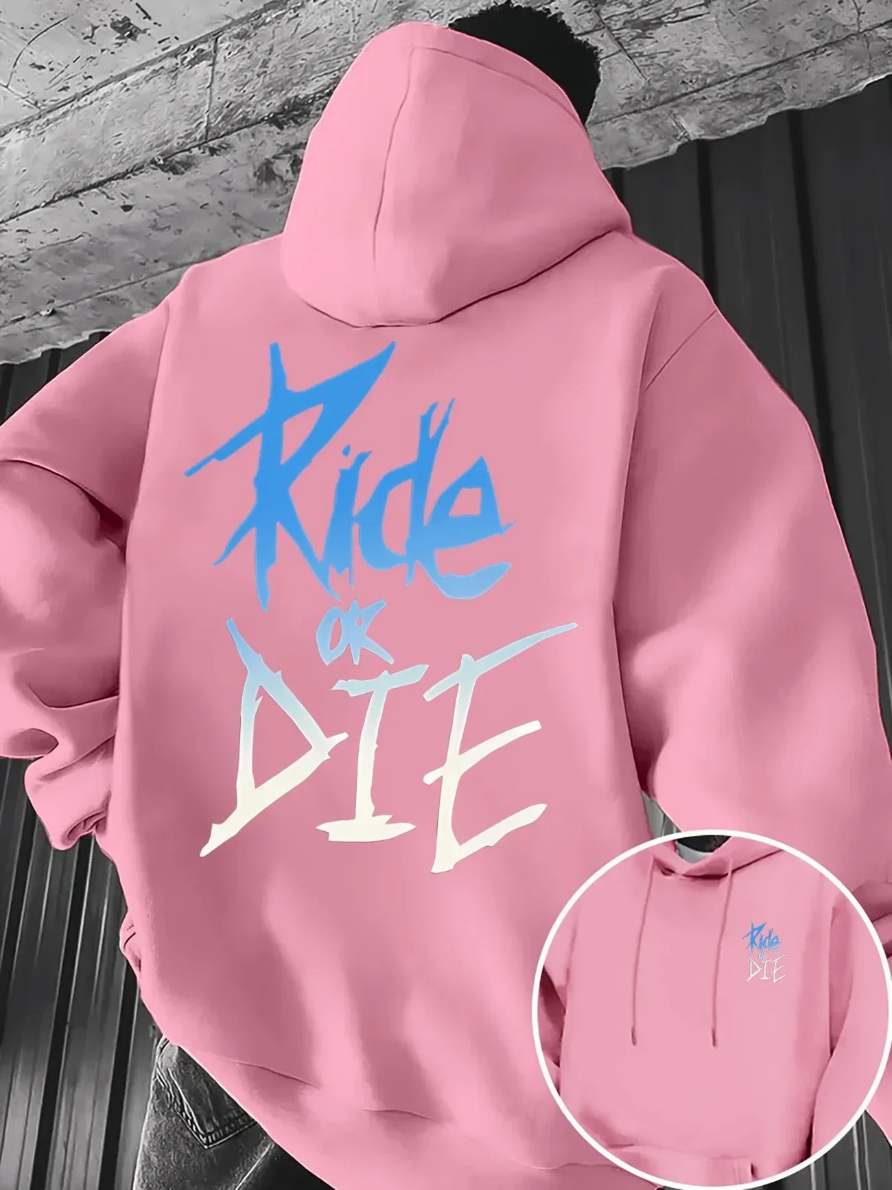 Men's "Ride or Die" Letter Print Pullover Hip-Hop Streetwear Hoodie Sweatshirt