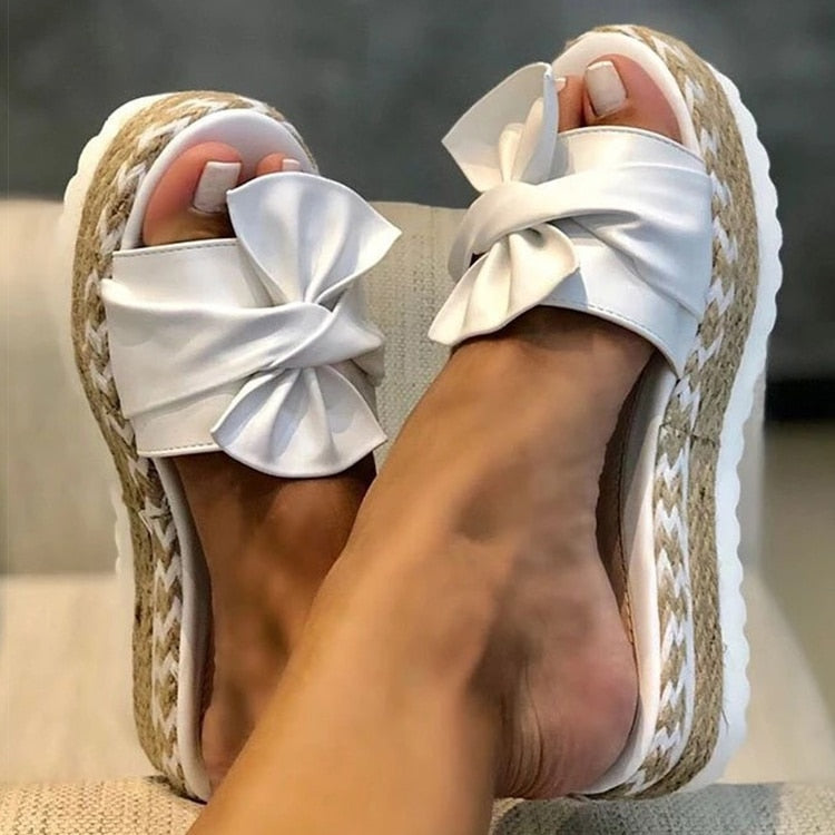 Butterfly Knot Platform Slipper Sandals