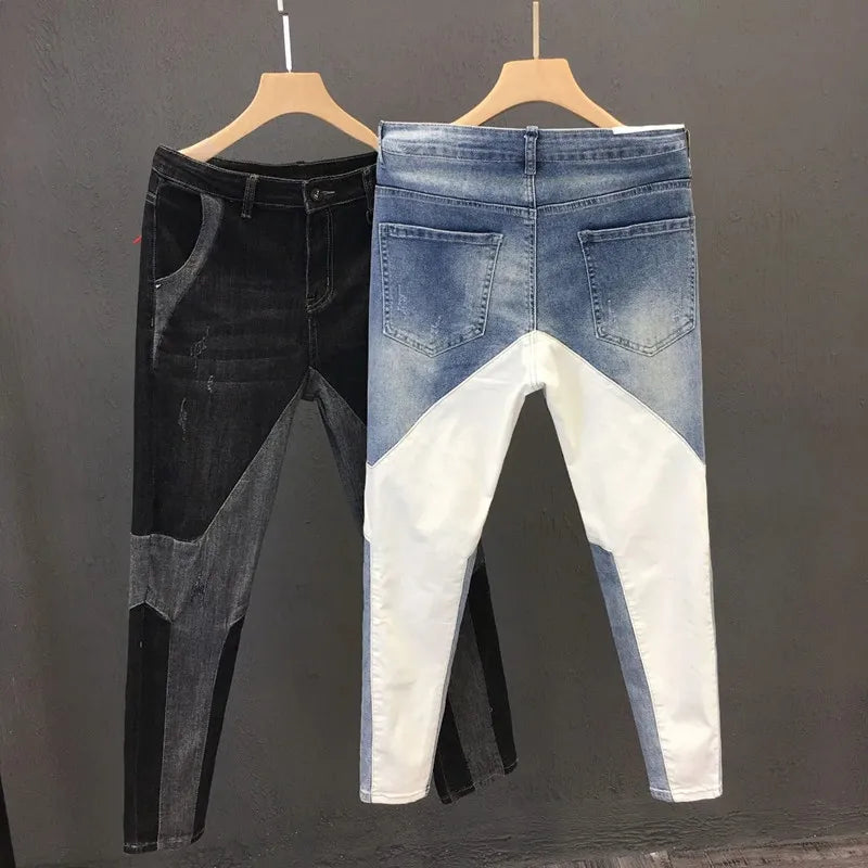 Men's Colorblock Contrast Streetwear Straight Leg Jeans