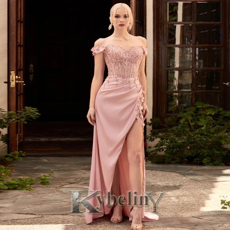 Customized Satin Sequined Daisy Flower Embroidered Spaghetti Strap Formal Floor-Length Evening Gown Dress to 26W