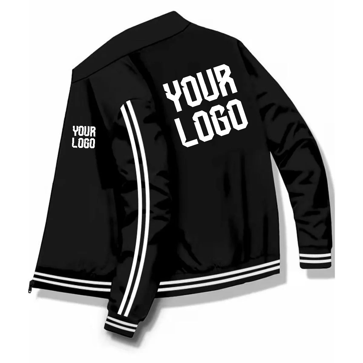 Men's Side Striped Design Customized Personalized Logo Pocketed Zipper Jacket