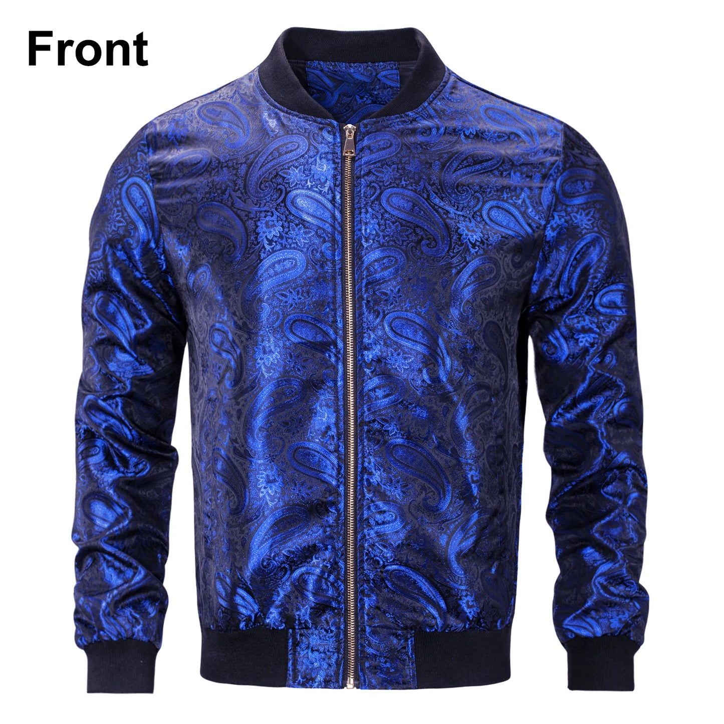 Men's Jacquard Paisley Lightweight Streetwear Zipper Bomber Jacket