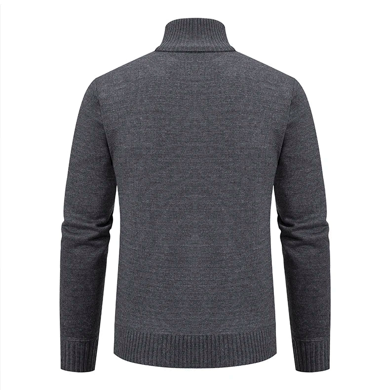 Men's Stand Collar Knitted Cardigan Zipper Sweater Jacket