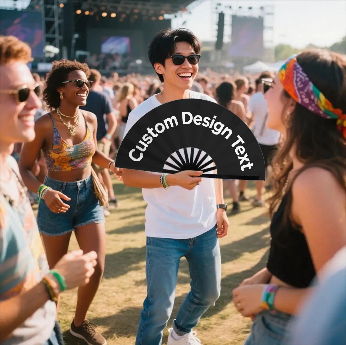Customized Personalized Design Text Foldable Rodeo Fan
