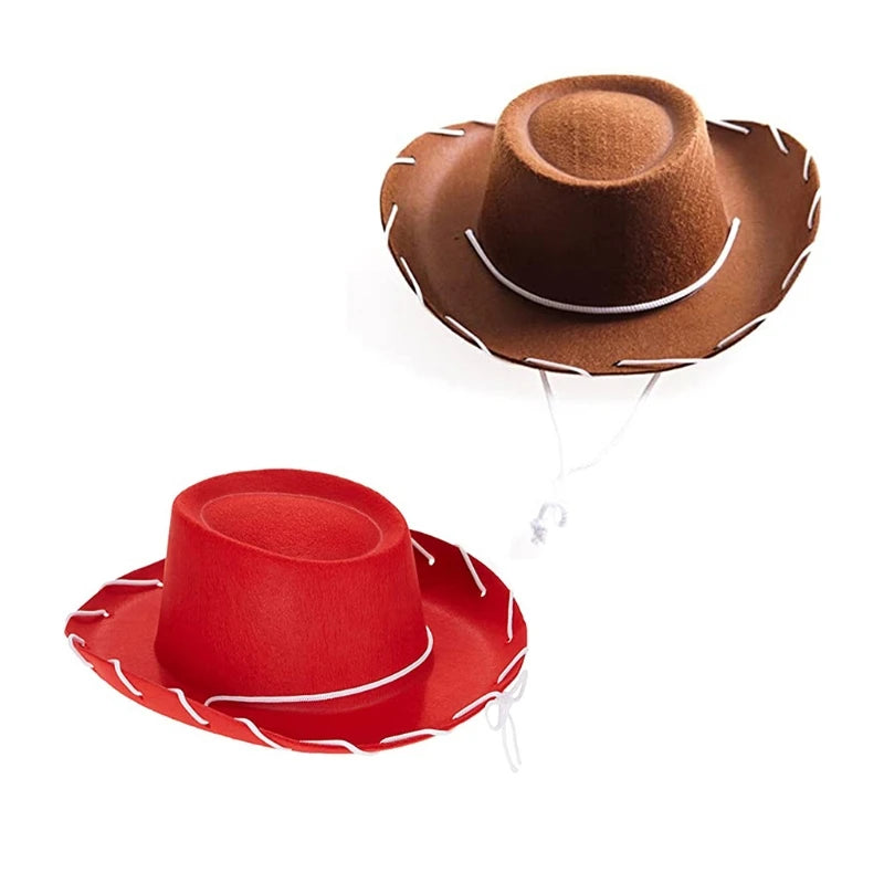 Felt Cowboy/Cowgirl Wild West Red/Brown Fedora Hats