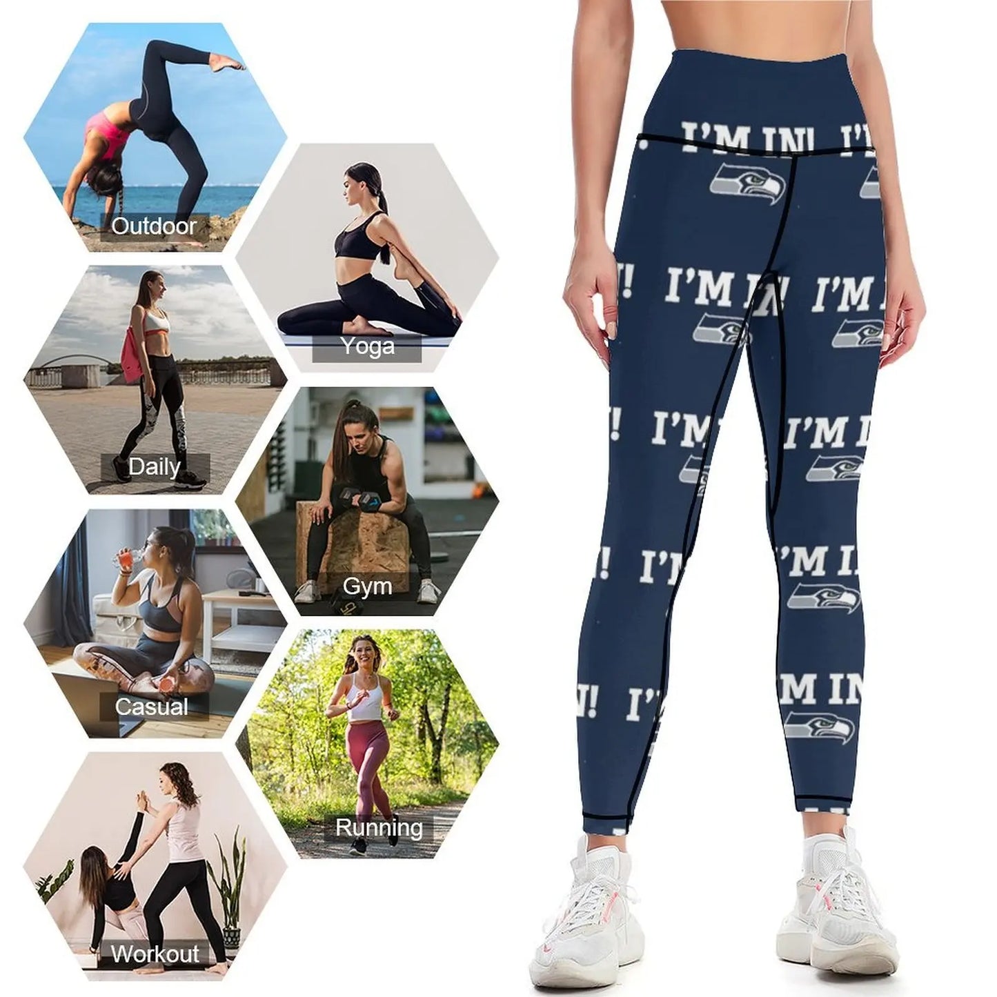 Seattle Seahawks "I'M A 12" Women's Spandex Yoga Fitness Leggings