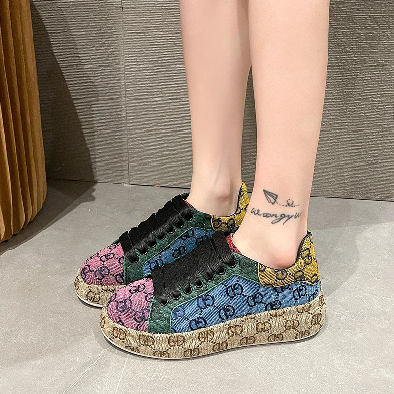 Monogram Colorblock Print Women's Designer Sneakers