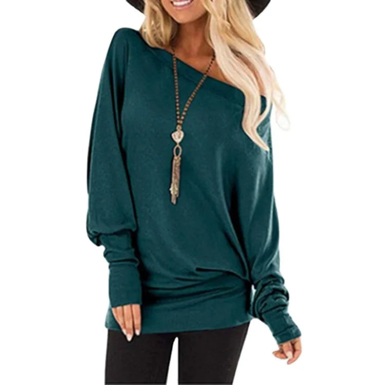 Batwing Women's Long Sleeve Solid Color Top