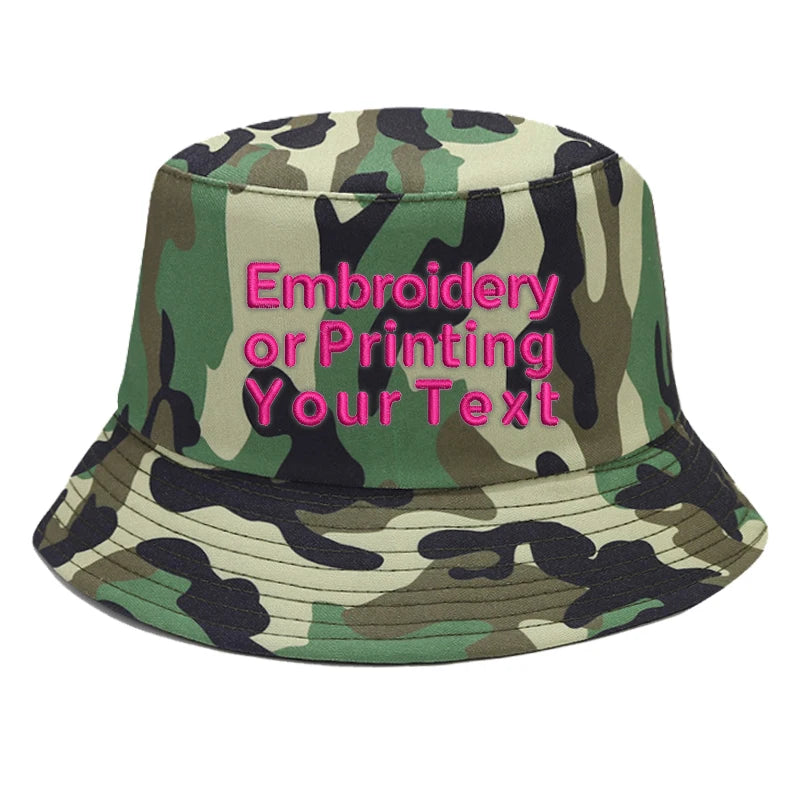 CUSTOMIZED Unisex Embroidered Text Personalized Design Cotton Bucket Fisherman Hat