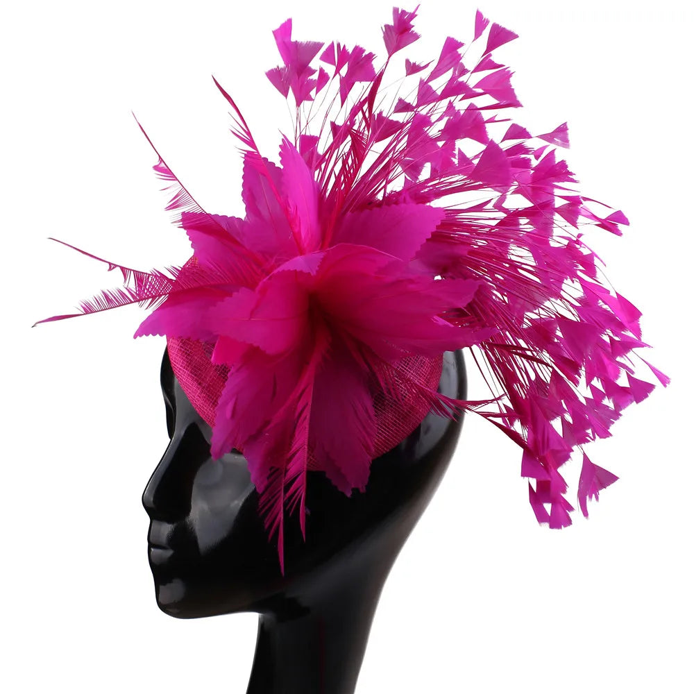 Floral Feather Detail Church/Wedding/Kentucky Derby Women's Fascinator Fedora Hat