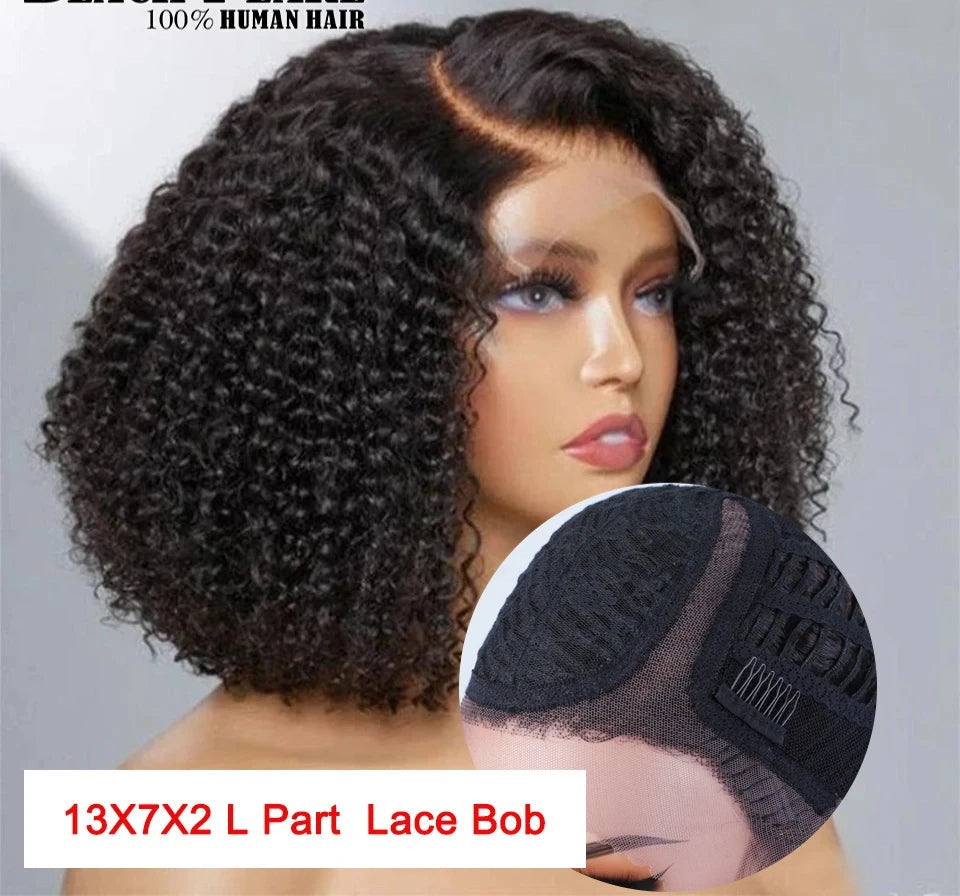 Peruvian 1B/30 Ombre Color/Burgundy/Black Short 12" Curly 180% Density Pre-Plucked Virgin 100% Human Hair Bob Wig