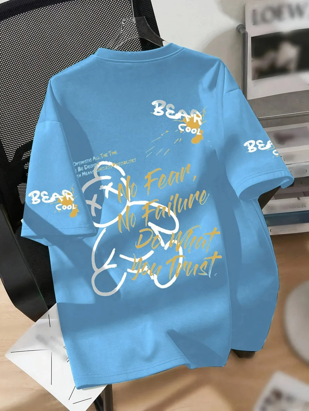Men's Hip-Hop Cartoon Graffiti Teddy Bear Print Short Sleeve T-Shirt to 6X Big & Tall